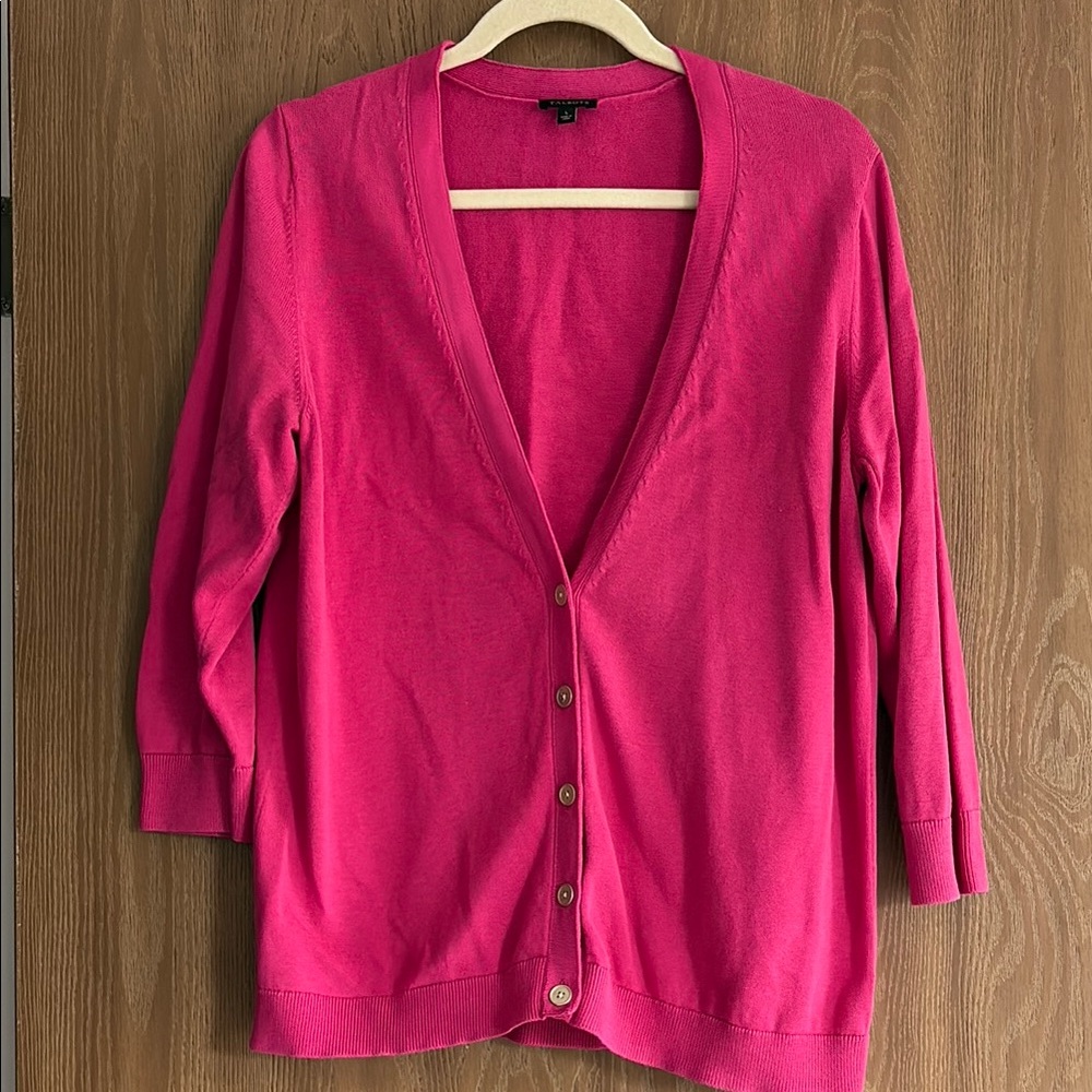 Talbots Pink Cardigan Lightweight V-Neck Sweater